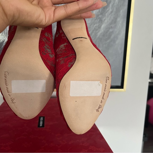 Dolce & Gabbana Red Lace Mesh peep toe bootie - Picture 8 of 8